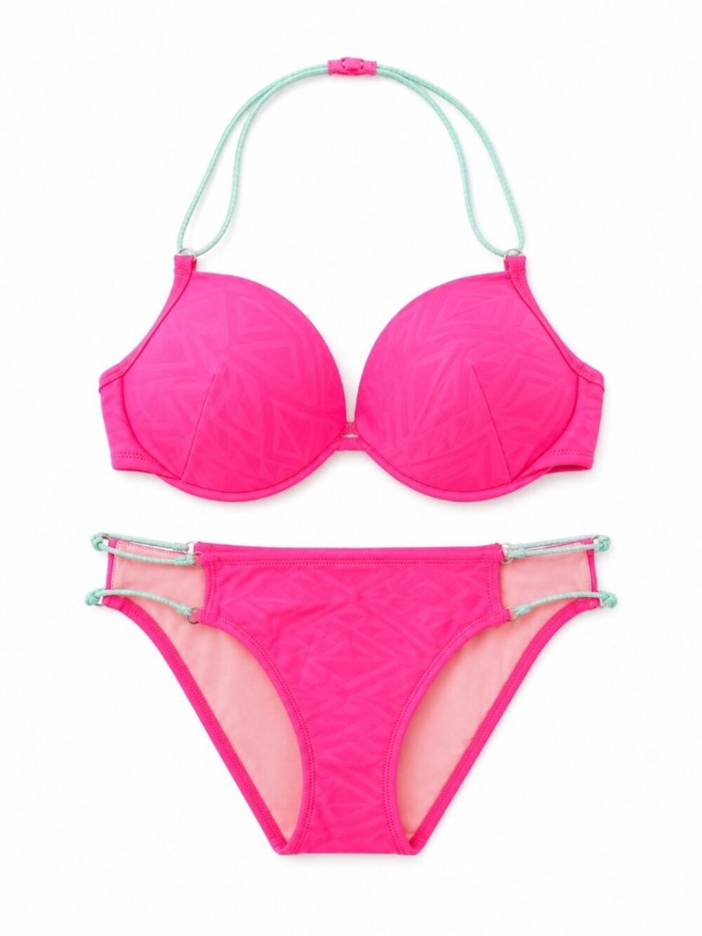 Victoria's Secret Knockout Bikini Set 34DD M Neon Pink Y2K
